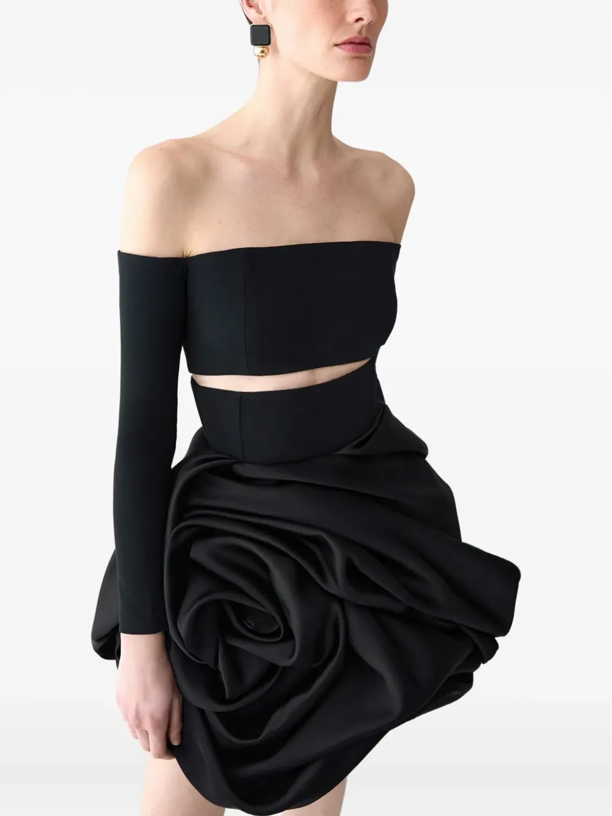 Carolina Herrera ローズ型オフショルミニイブニングドレス - 画像4