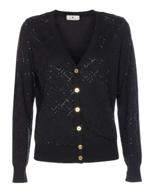 Elisabetta Franchi ビーズ装飾ダイヤ柄カーディガン - サムネイル1