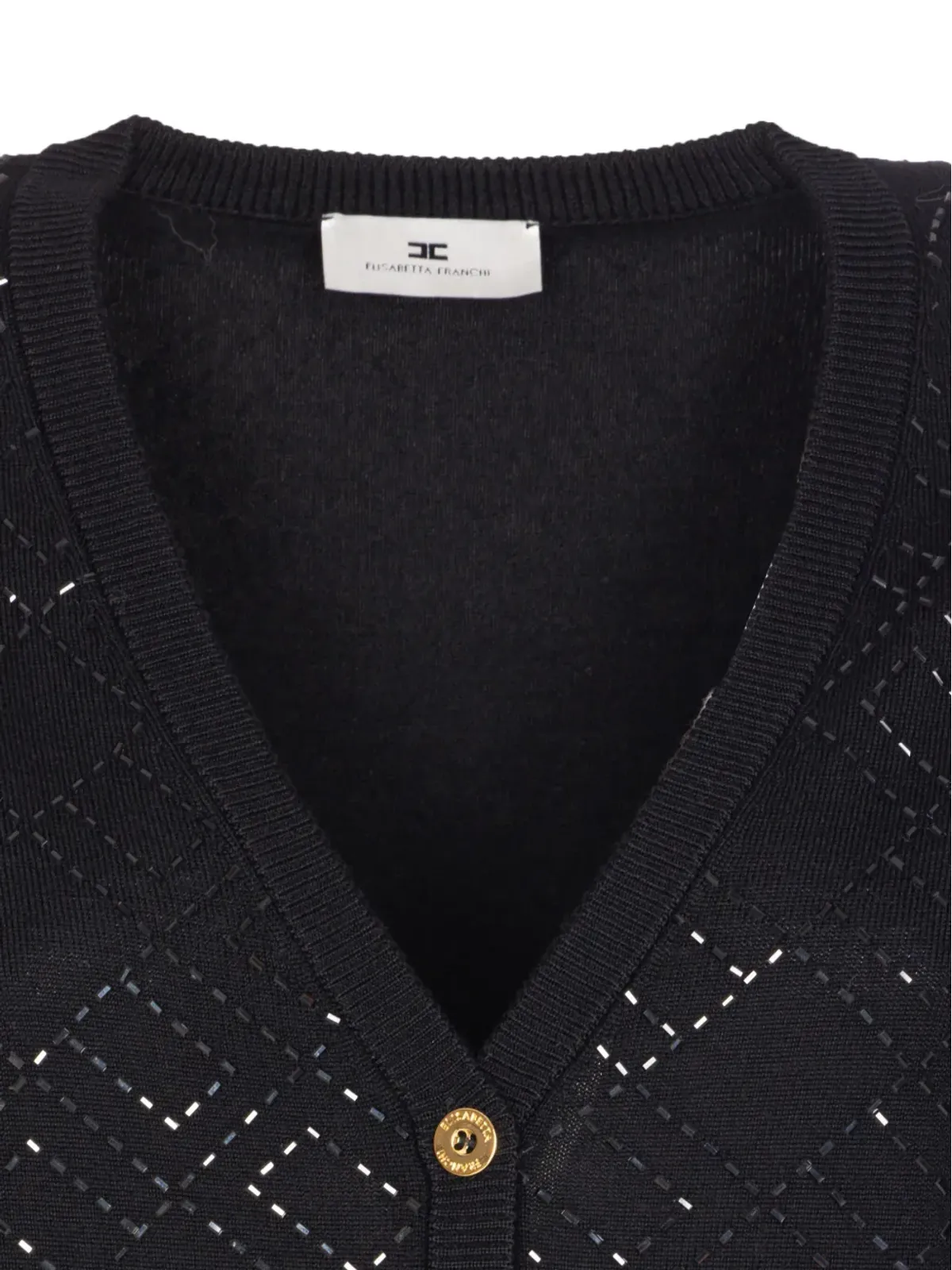 Elisabetta Franchi ビーズ装飾ダイヤ柄カーディガン - 画像5