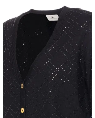Elisabetta Franchi ビーズ装飾ダイヤ柄カーディガン - サムネイル4
