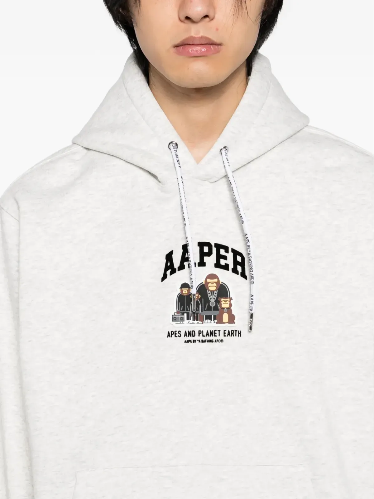 AAPE BY *A BATHING APE® logo-appliqué hoodie - Grey - 画像5