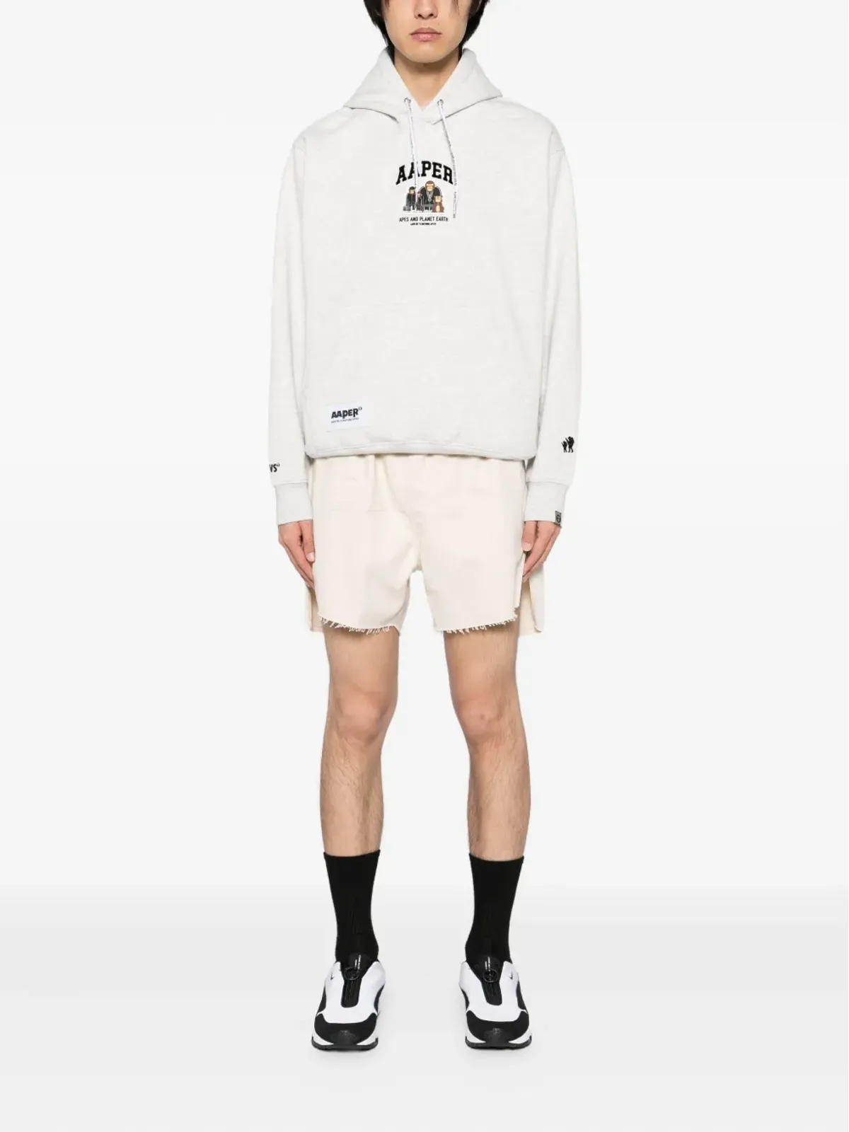 AAPE BY *A BATHING APE® logo-appliqué hoodie - Grey - 画像2