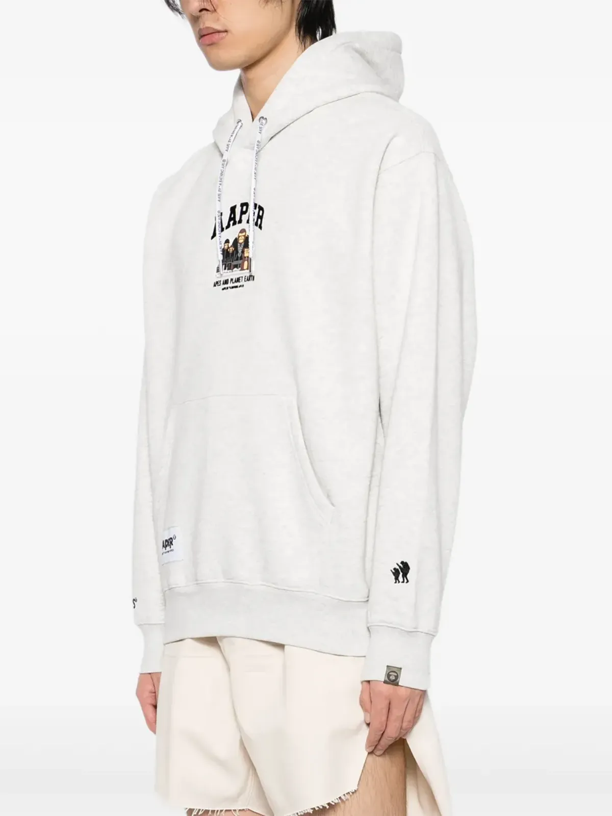 AAPE BY *A BATHING APE® logo-appliqué hoodie - Grey - 画像3