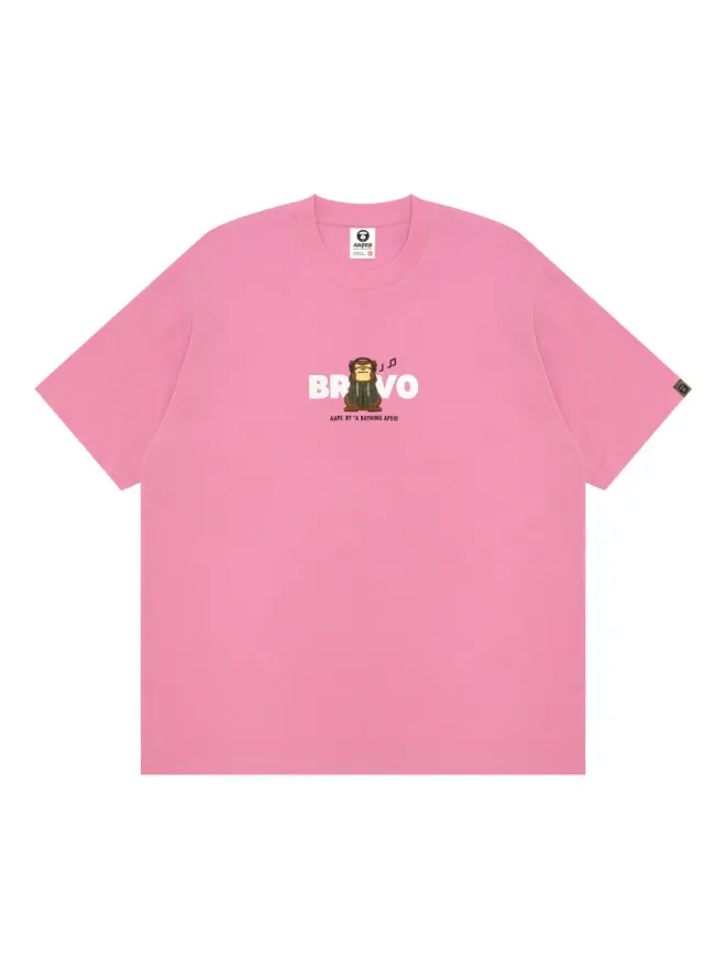 AAPE BY *A BATHING APE® AAPE BY *A BATHING APE® Bravo monkey-embellished Tシャツ - ピンクの商品画像