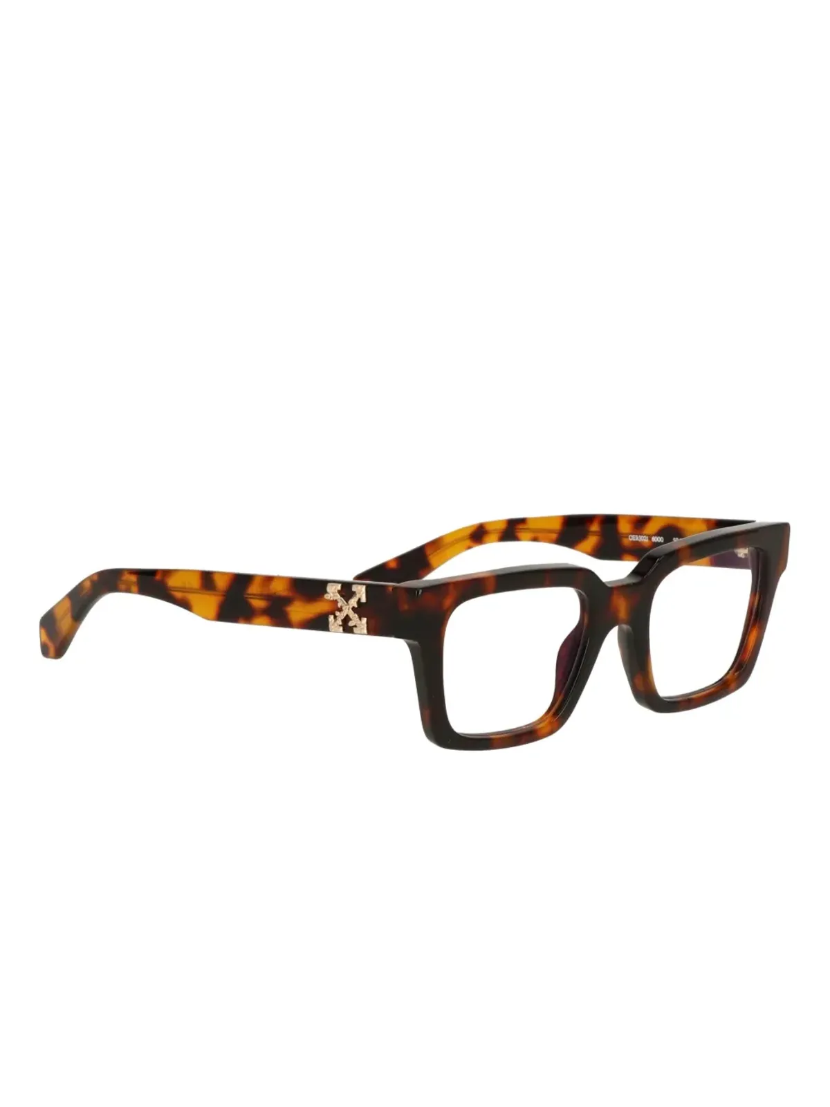 Off-White Eyewear ロゴプレート付きべっ甲柄メガネ - 画像2