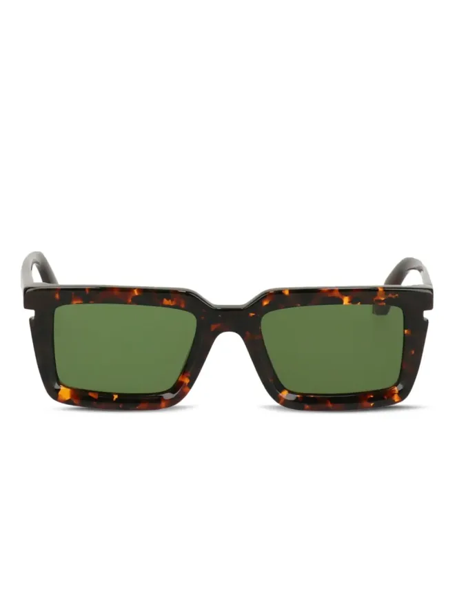 Off-White Eyewear Off-White Eyewear 鼈甲柄スクエアフレームサングラス - ブラックの商品画像