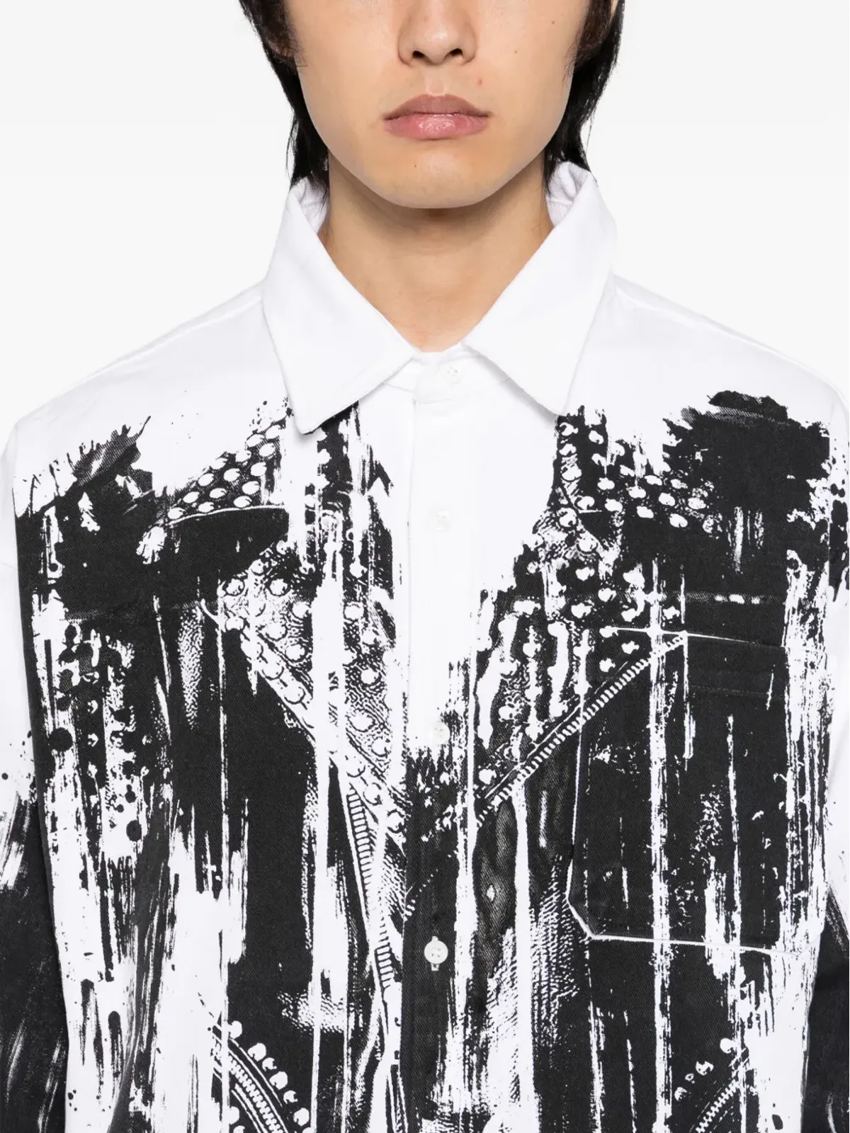 JUNTAE KIM プリント トロンプ・ルイユ シャツ - White - 画像5