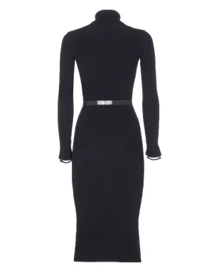 Elisabetta Franchi リブ編みハイネックベルト付きミディドレス - サムネイル2