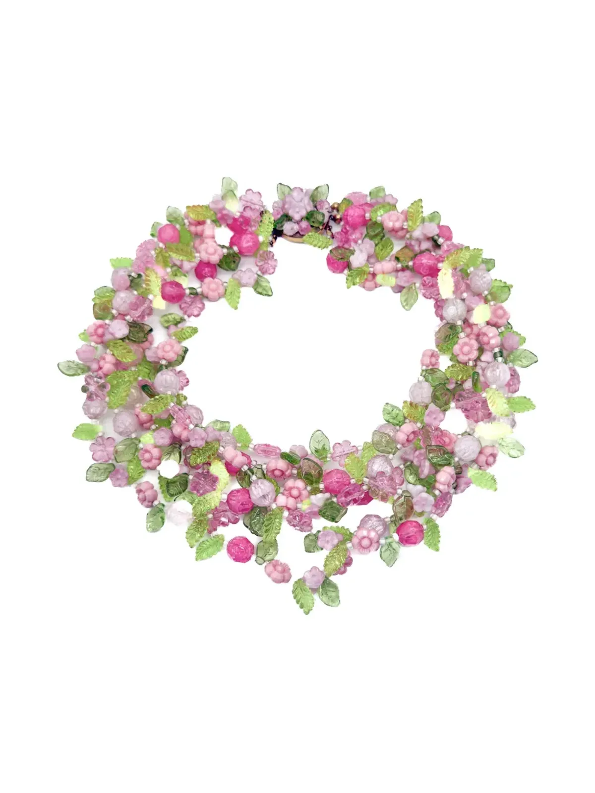 Christian Dior 1967年花柄 ネックレスとイヤリング セット（グリーン） - 画像3