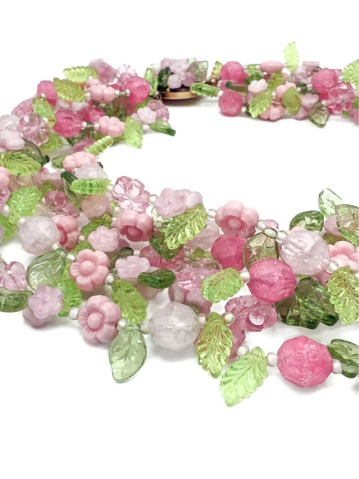 Christian Dior 1967年花柄 ネックレスとイヤリング セット（グリーン） - 画像4