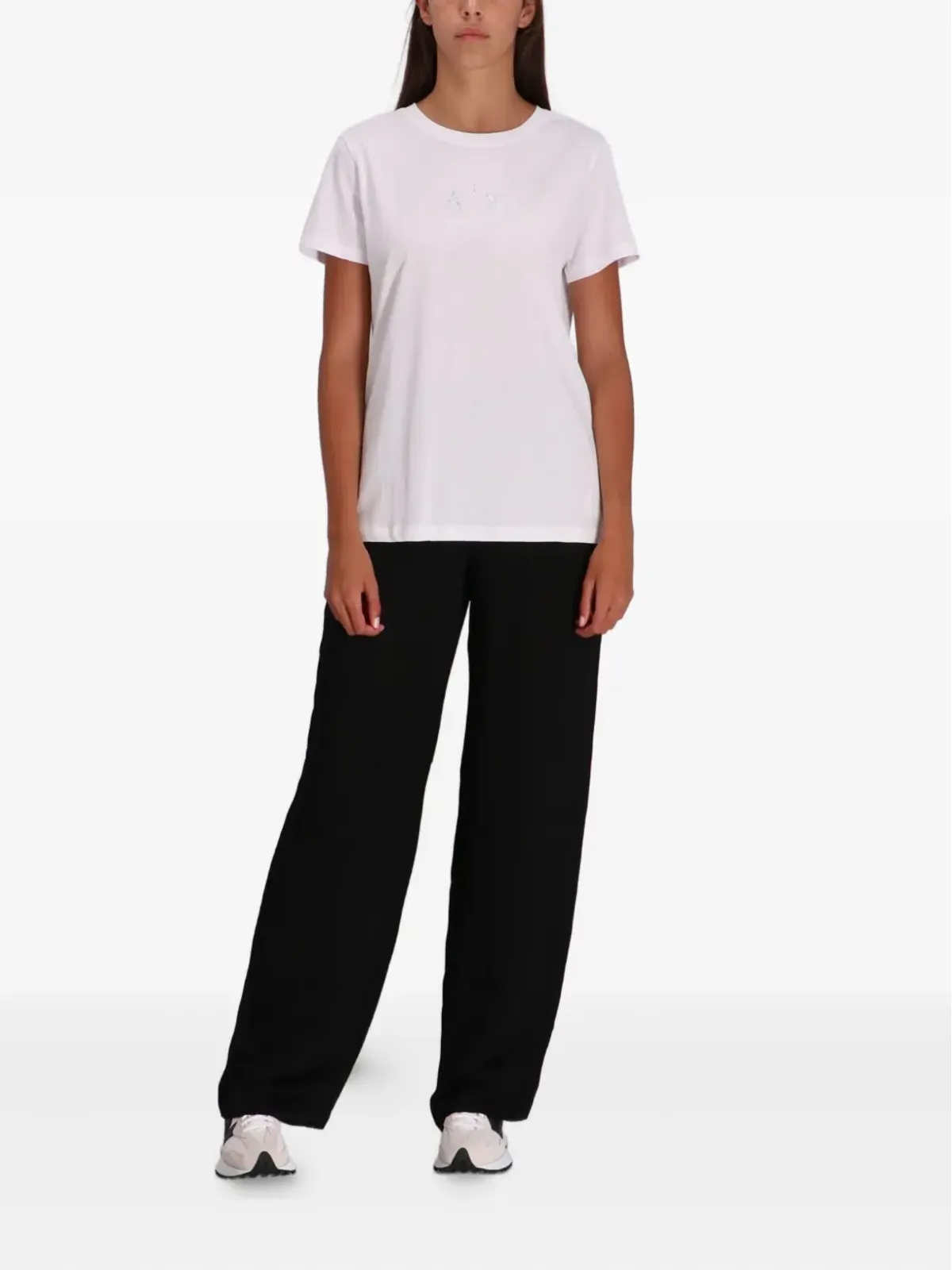 Armani Exchange ロゴ刺繍コットンTシャツ - ホワイト - 画像2