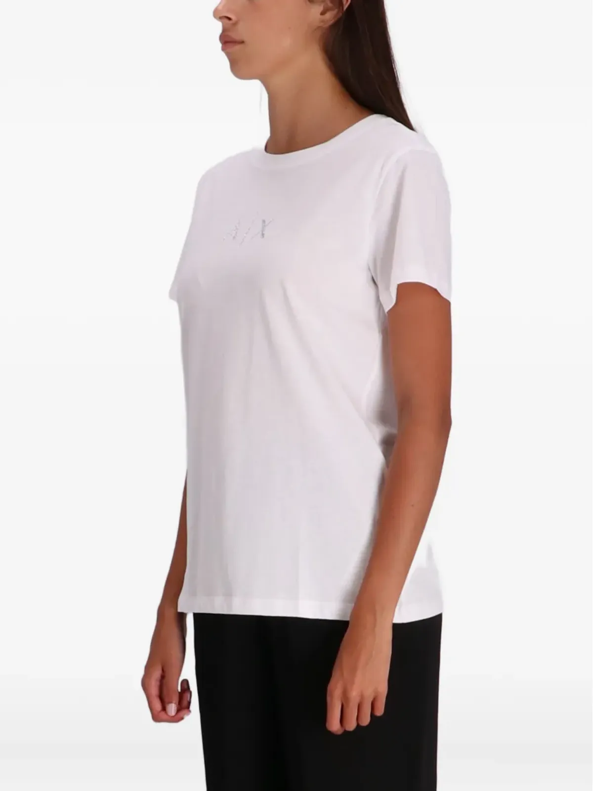 Armani Exchange ロゴ刺繍コットンTシャツ - ホワイト - 画像3