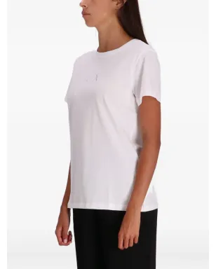 Armani Exchange ロゴ刺繍コットンTシャツ - ホワイト - サムネイル3