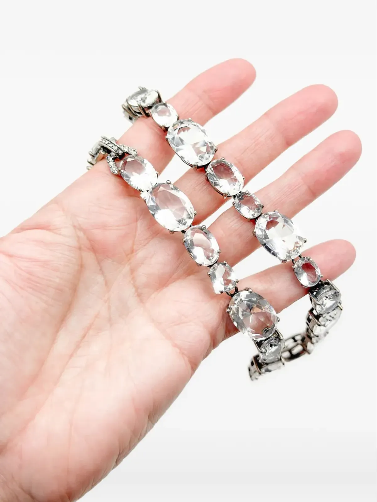 Jennifer Gibson Jewellery ビンテージ 2000年代 クリスタル リヴィエール風ネックレス - シルバー - 画像2
