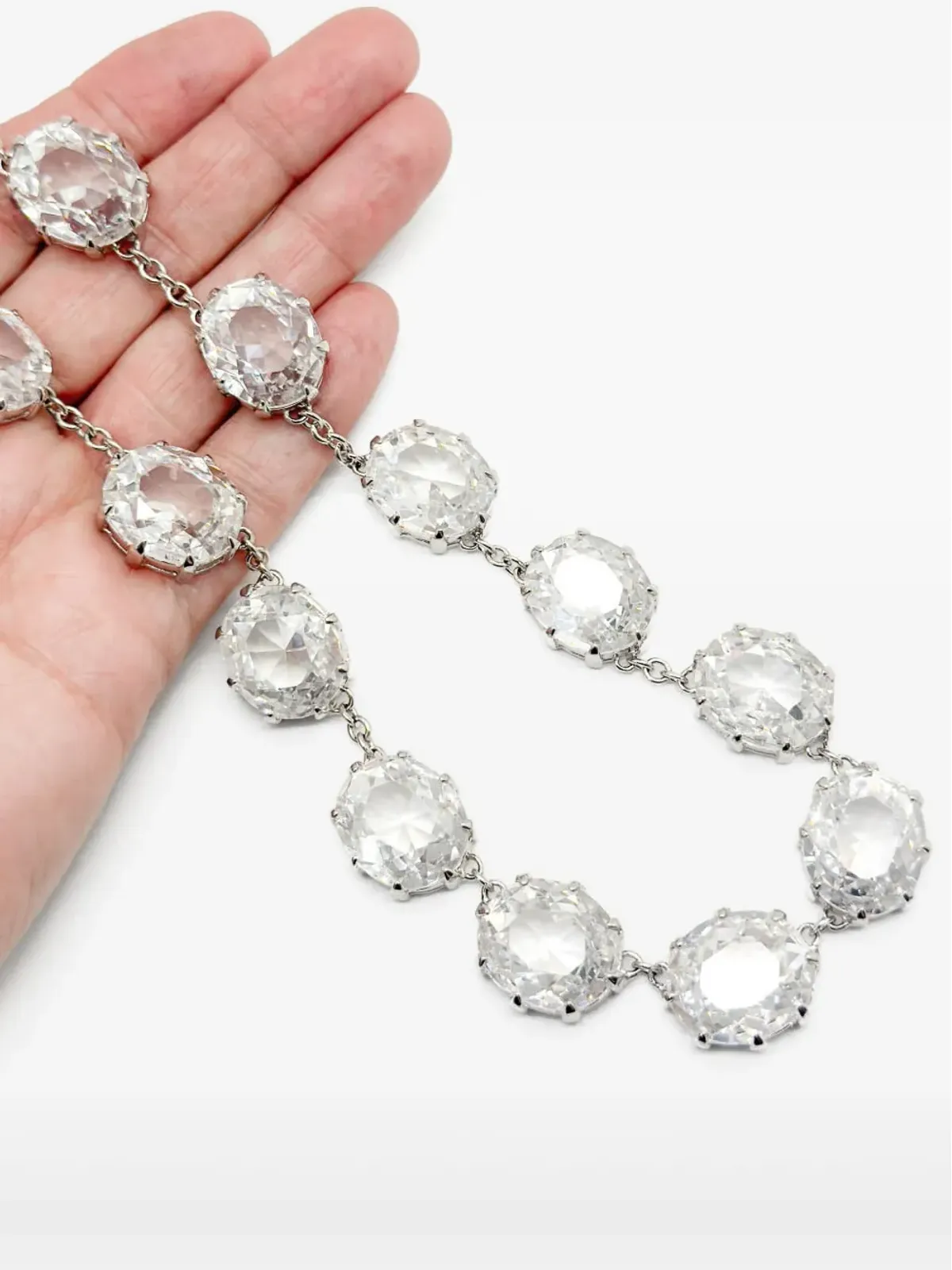 Jennifer Gibson Jewellery ビンテージ 2000年代 クリスタル リヴィエール風ネックレス - シルバー - 画像4