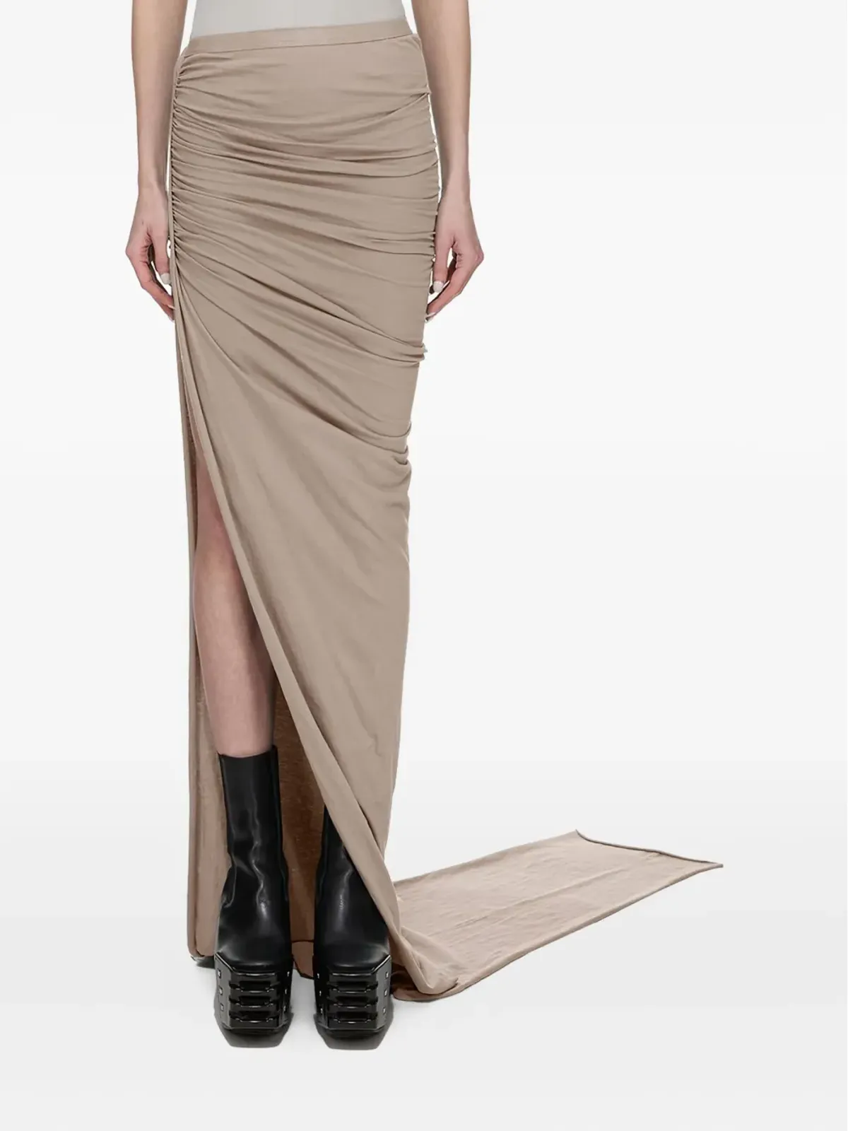 Rick Owens DRKSHDW ドレープド スプリット アシンメトリック スカート - 画像2