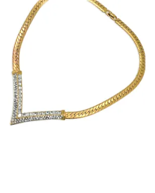 Christian Dior Pre-Owned 1980s V crystal-embellished necklace - Gold - サムネイル3