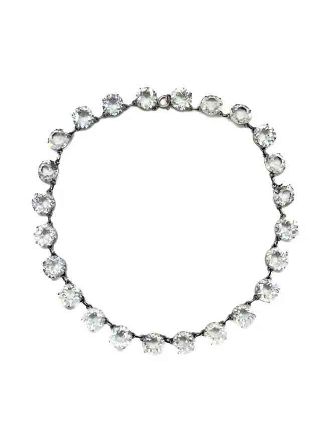 Jennifer Gibson Jewellery Jennifer Gibson Jewellery 1920s クッションカットクリスタルのリヴィエールネックレス - Silverの商品画像
