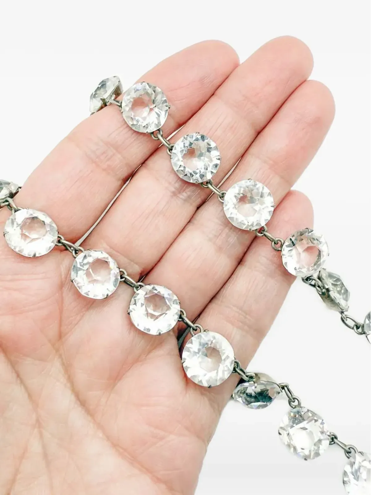 Jennifer Gibson Jewellery 1920s クッションカットクリスタルのリヴィエールネックレス - Silver - 画像2
