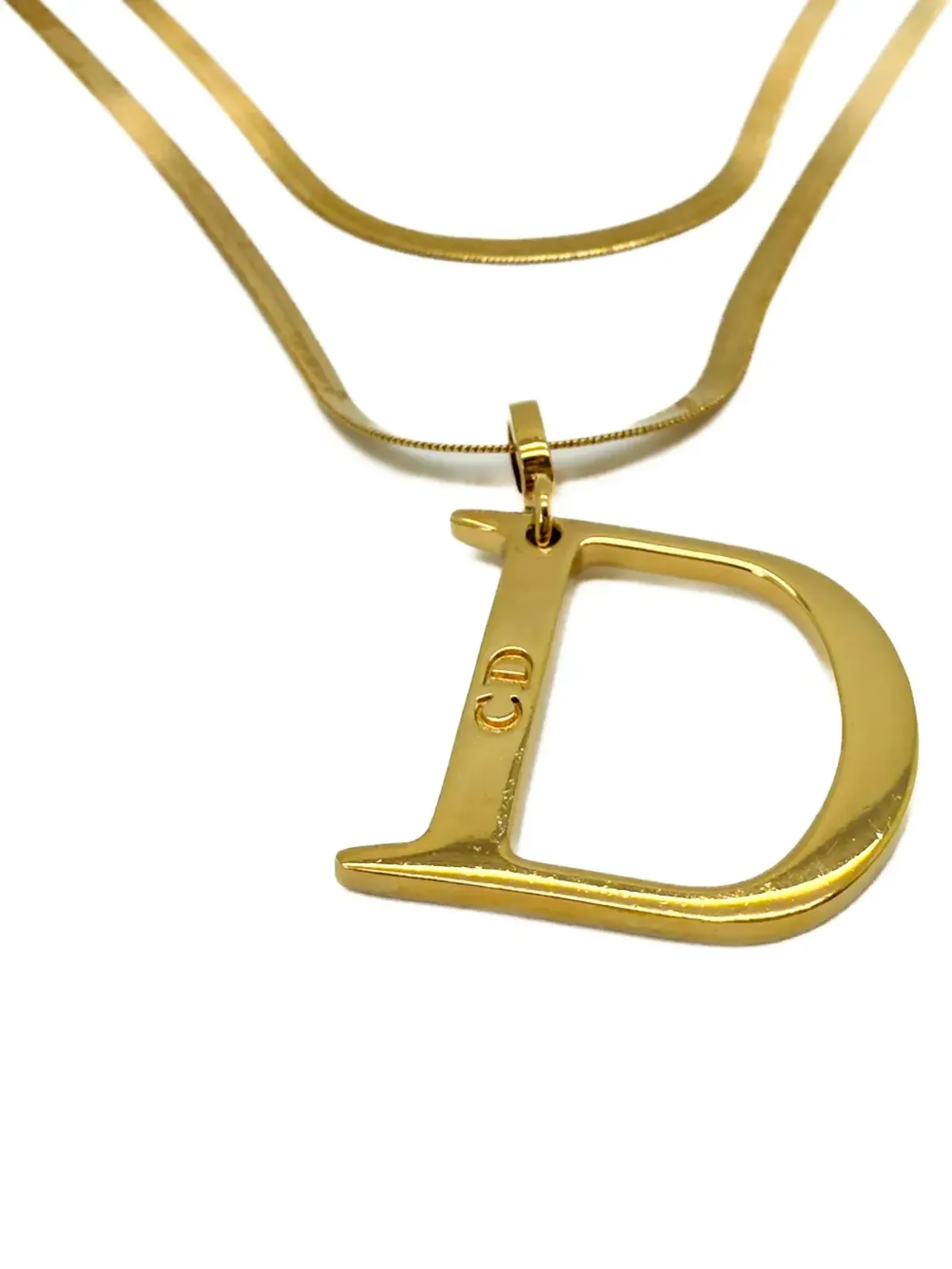 Christian Dior Pre-Owned 1980年代 Dドロップペンダント ネックレス - ゴールド - 画像2