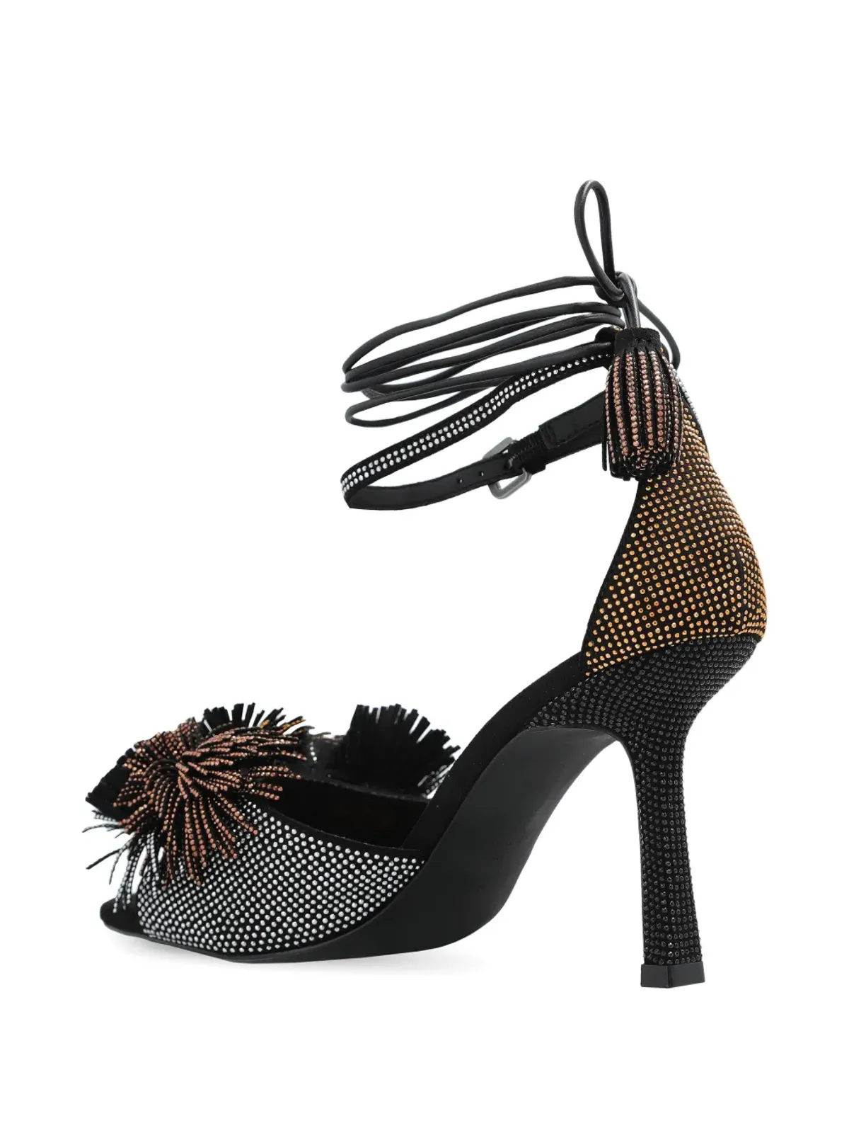 Kurt Geiger London ポンポン装飾付きアンクルストラップサンダル - ブラック - 画像3
