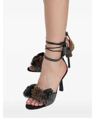 Kurt Geiger London ポンポン装飾付きアンクルストラップサンダル - ブラック - サムネイル4