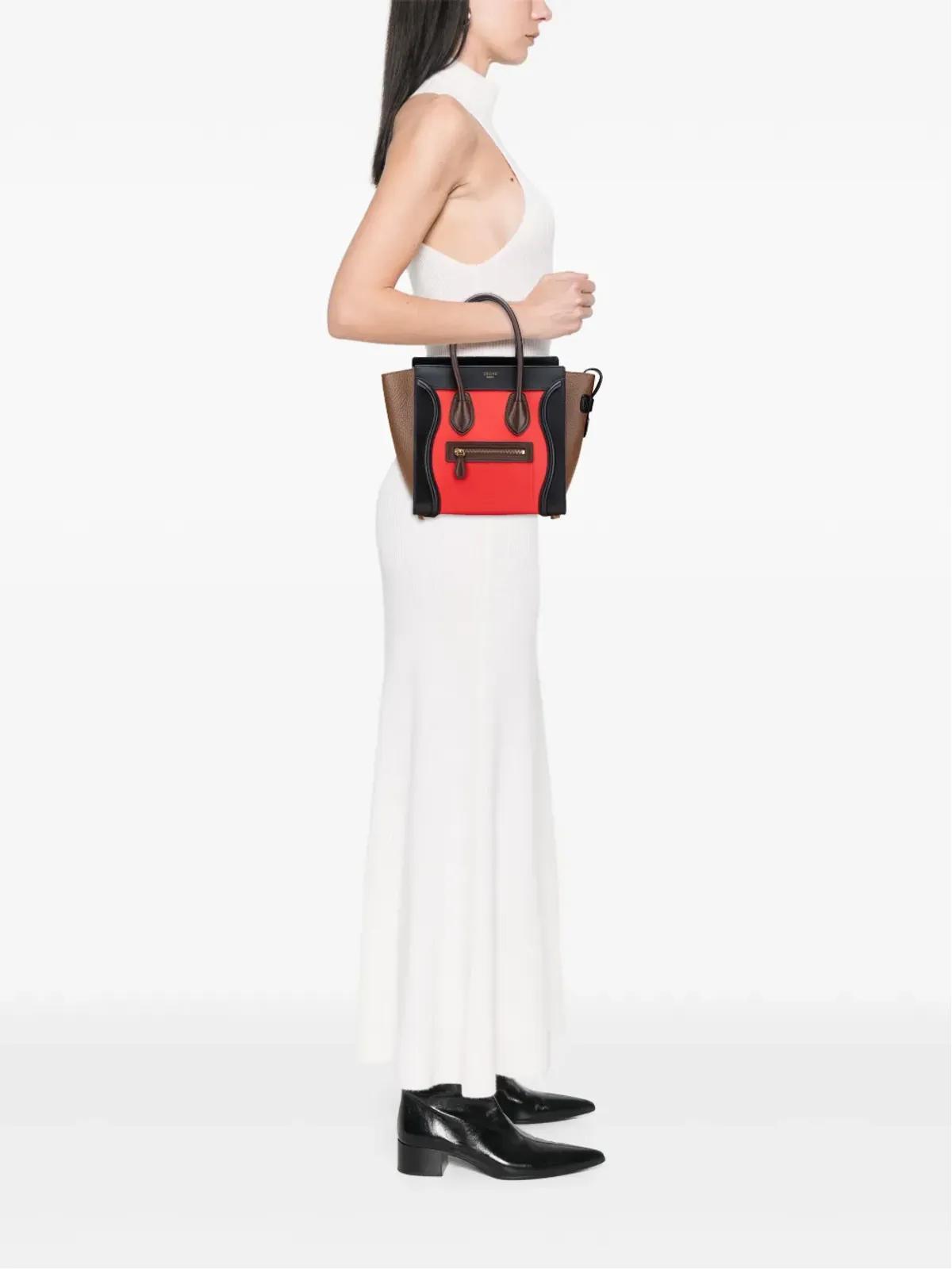 Celine Pre-Owned マイクロ トリカラー レザー ラゲージ トート バッグ - 画像2