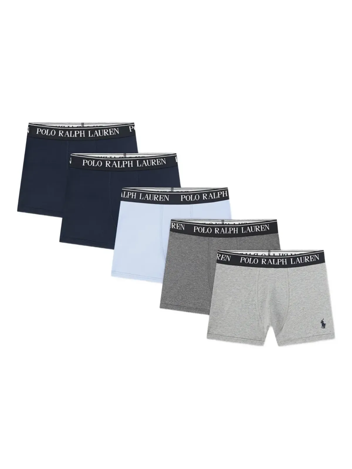 POLO RALPH LAUREN KIDS logo-waistband boxers (set of five) - Grey - 画像1
