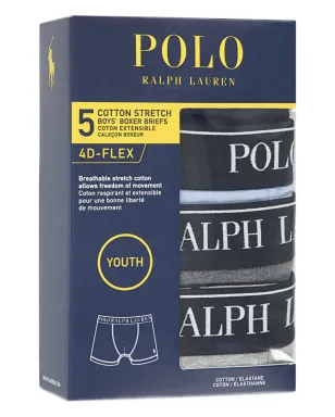 POLO RALPH LAUREN KIDS logo-waistband boxers (set of five) - Grey - サムネイル4
