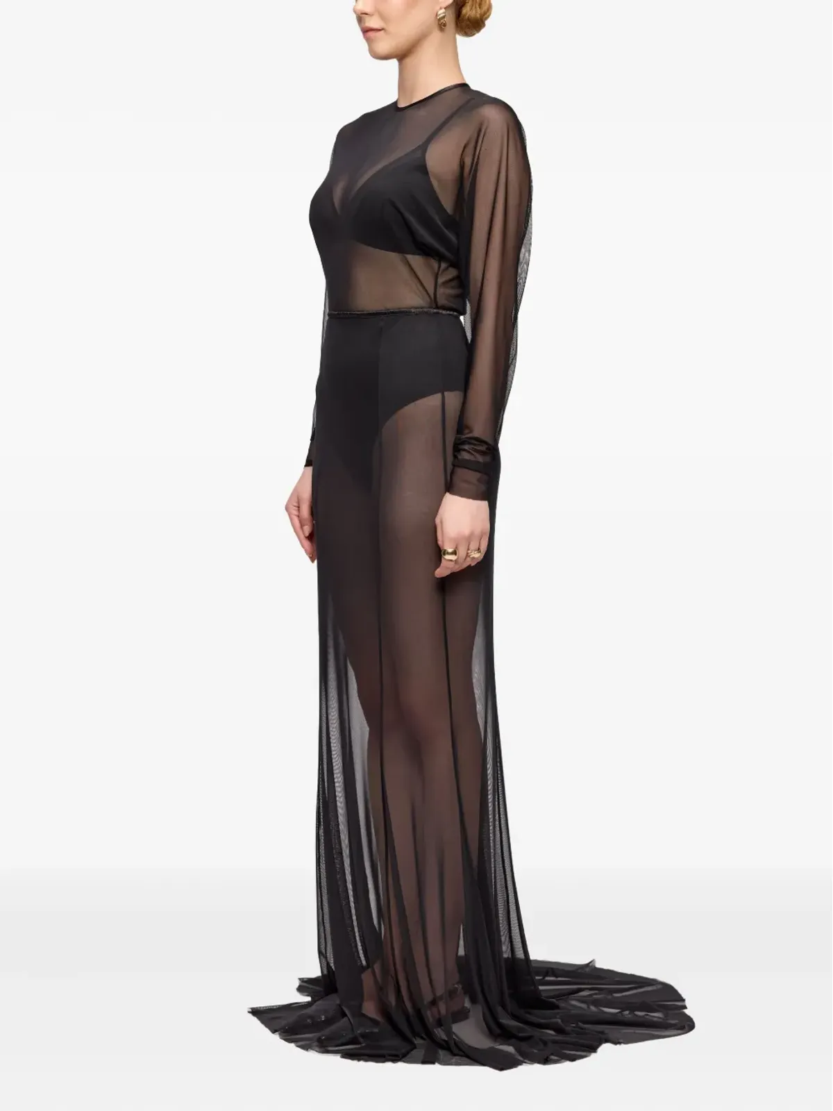 V:PM ATELIER Kosa long-sleeve sheer maxi dress - 画像3