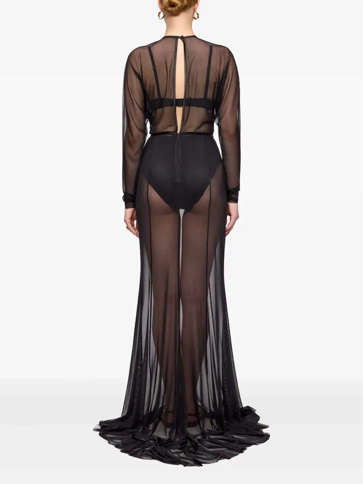 V:PM ATELIER Kosa long-sleeve sheer maxi dress - 画像4