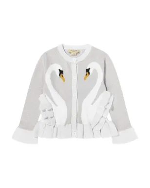 Stella McCartney Kids グレーのスワン柄フリルカーディガン - サムネイル1