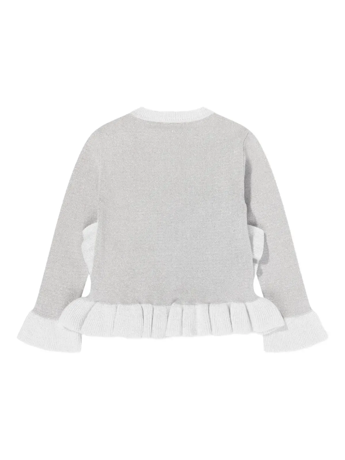 Stella McCartney Kids グレーのスワン柄フリルカーディガン - 画像2
