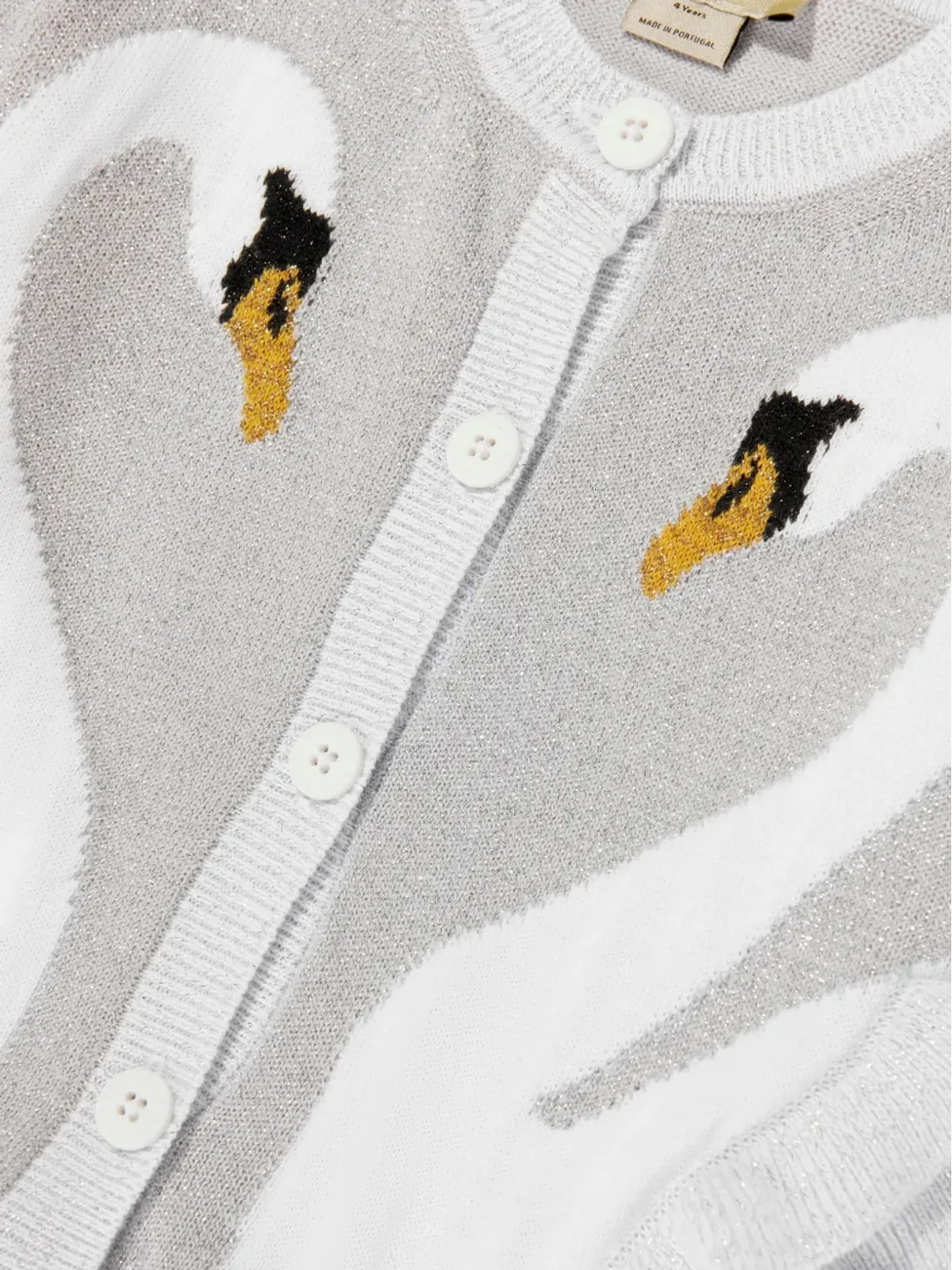 Stella McCartney Kids グレーのスワン柄フリルカーディガン - 画像4