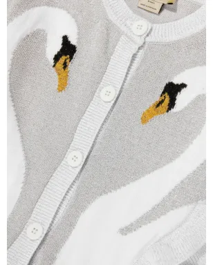 Stella McCartney Kids グレーのスワン柄フリルカーディガン - サムネイル4