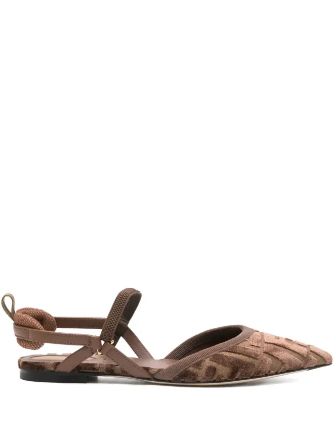 Fendi FENDI FFパターンのスリングバックパンプス - ブラウンの商品画像