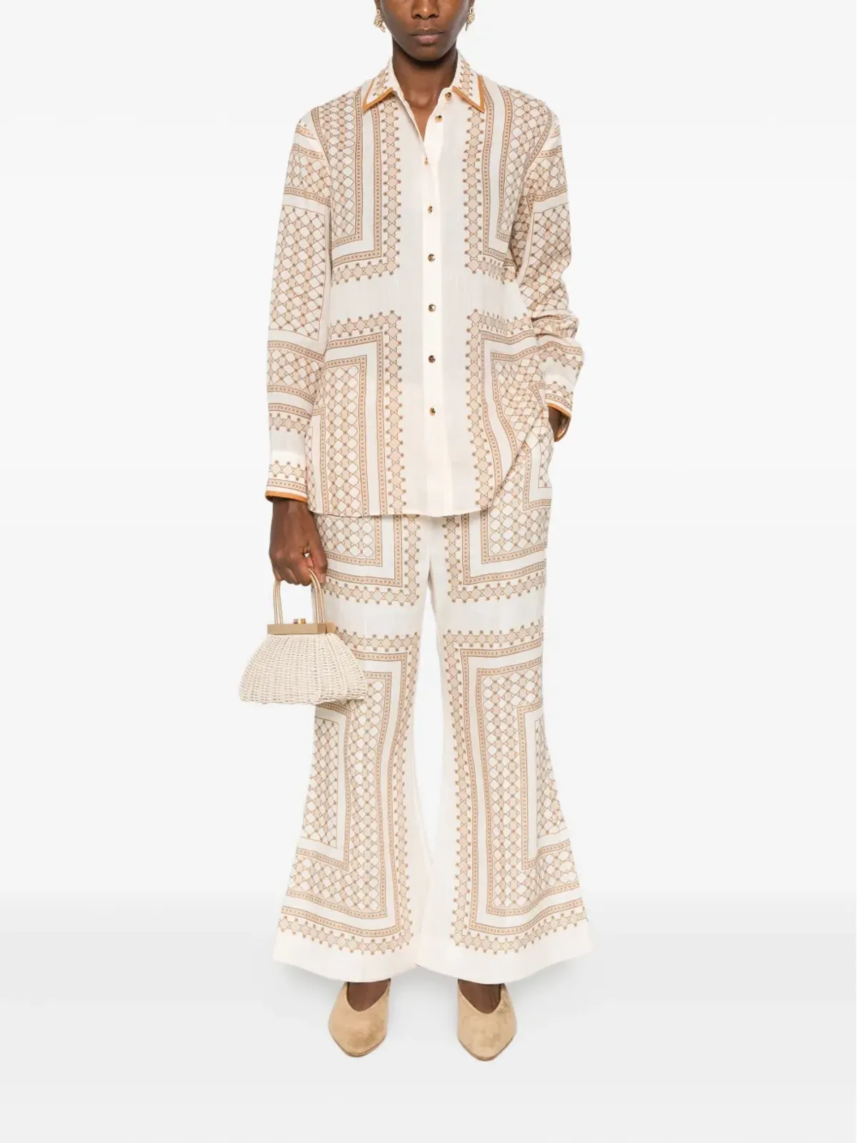 ZIMMERMANN 幾何学プリント フレアパンツ - 画像2