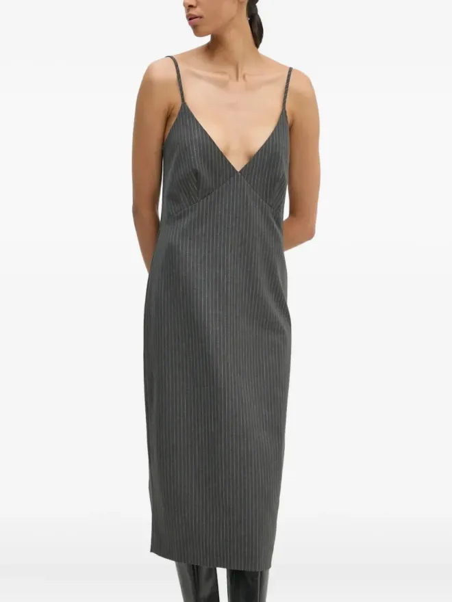 Day Birger Et Mikkelsen Day Birger Et Mikkelsen ストライプVネックミディ丈ドレスの商品画像