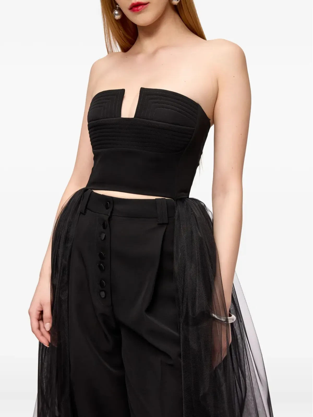 V:PM ATELIER Lisa strapless tulle-panel top - 画像5