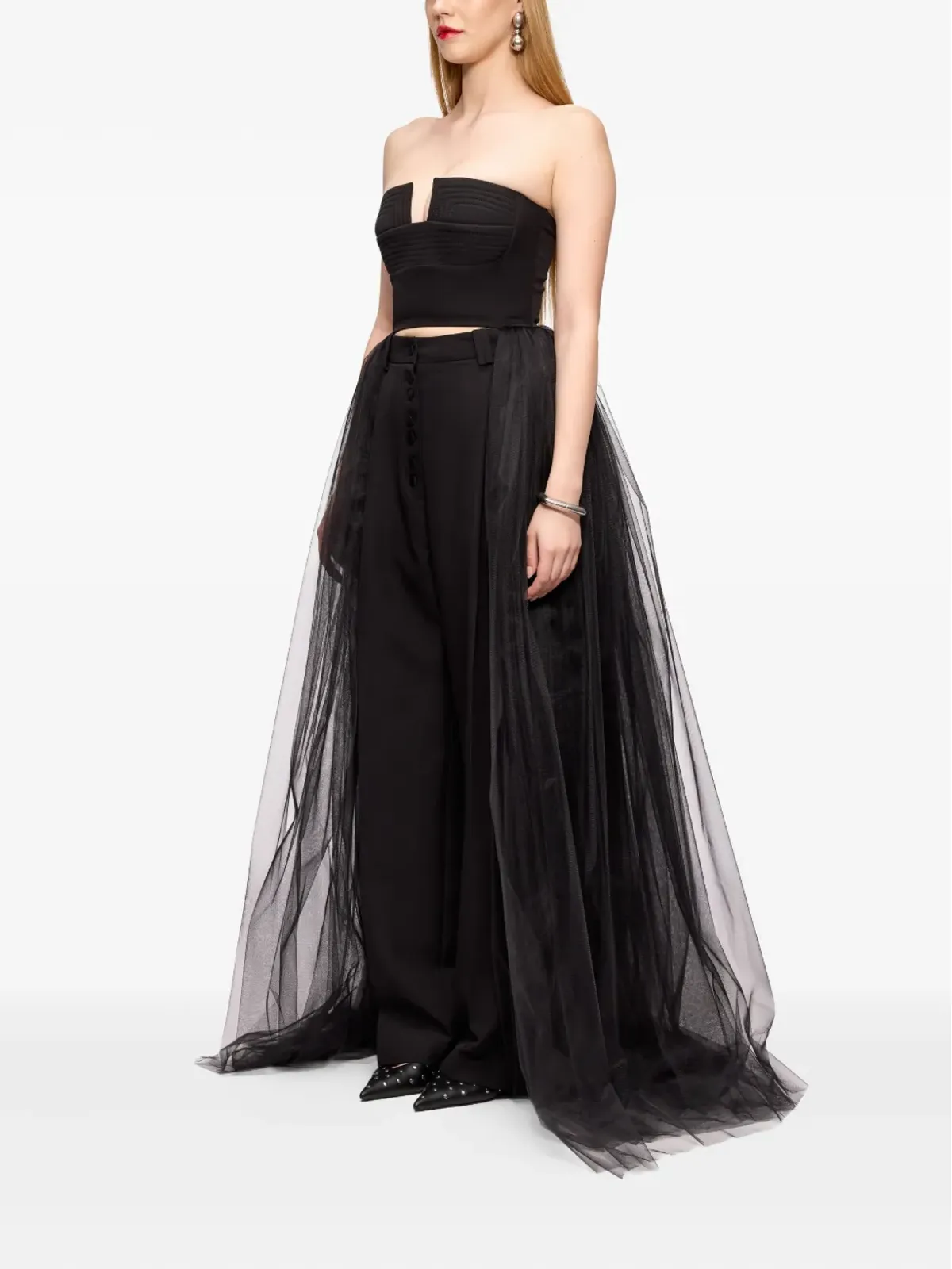 V:PM ATELIER Lisa strapless tulle-panel top - 画像3