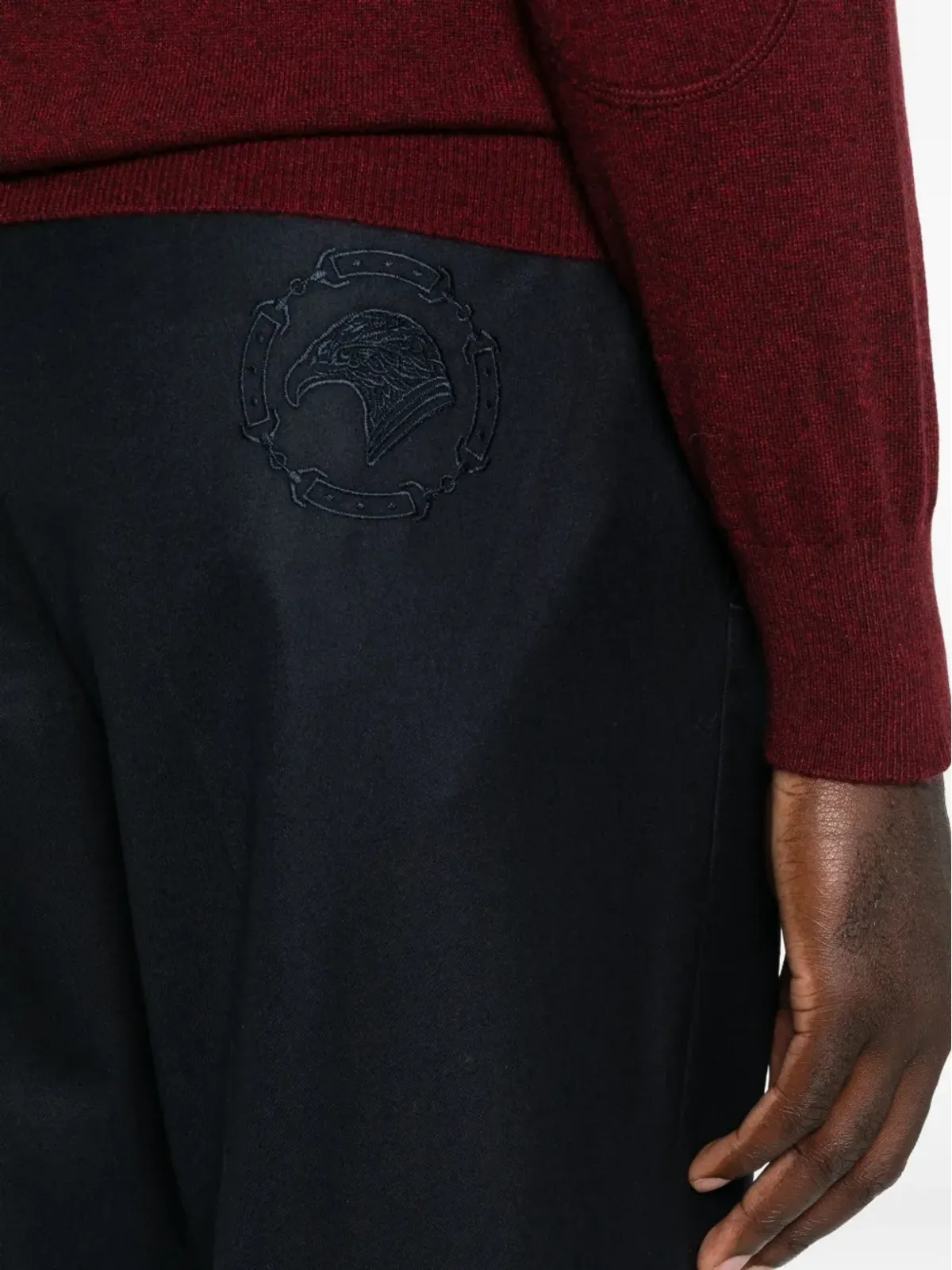 Stefano Ricci ブルーのプリーツ加工ウールパンツ - 画像5