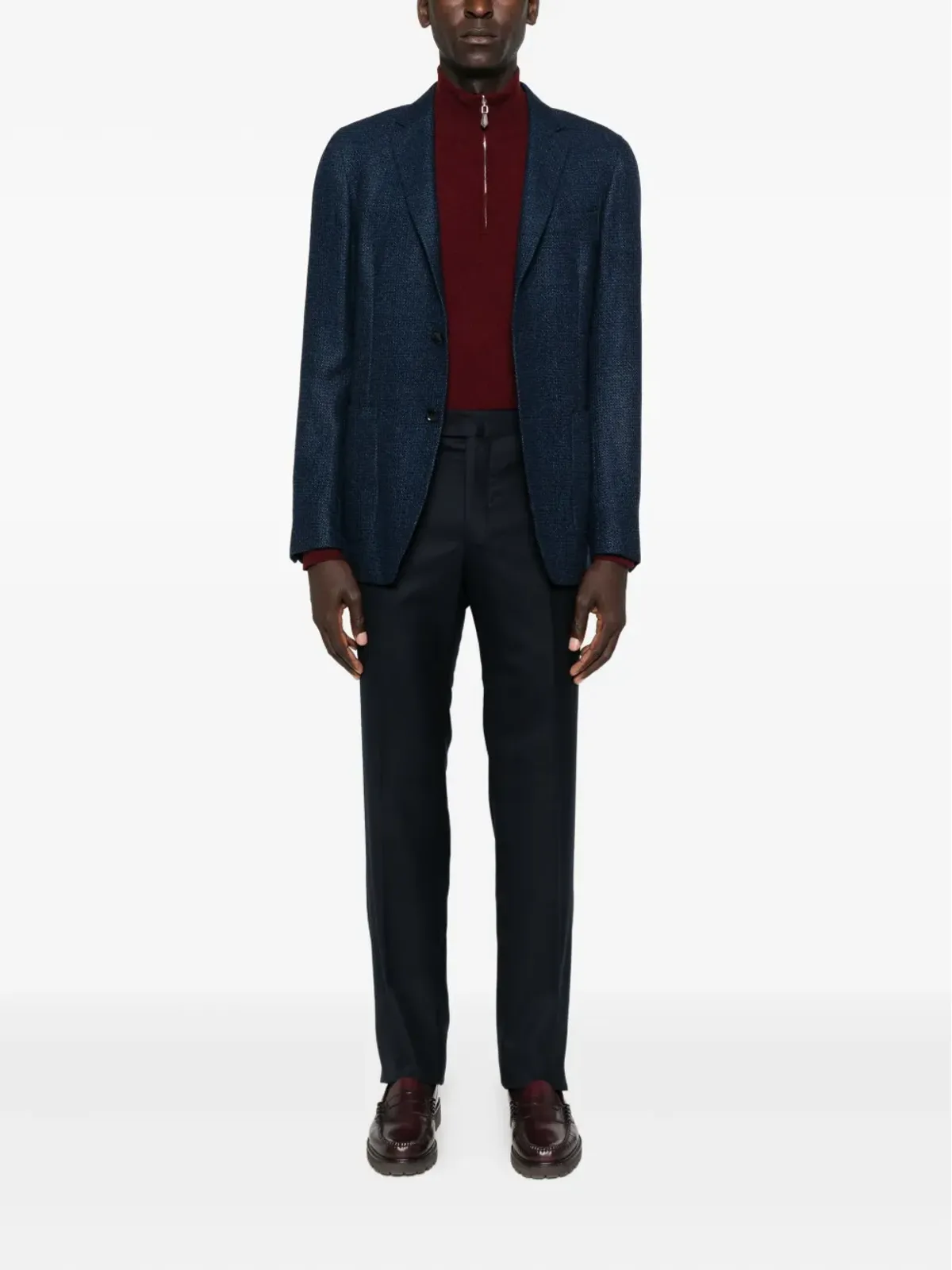 Stefano Ricci ブルーのプリーツ加工ウールパンツ - 画像2