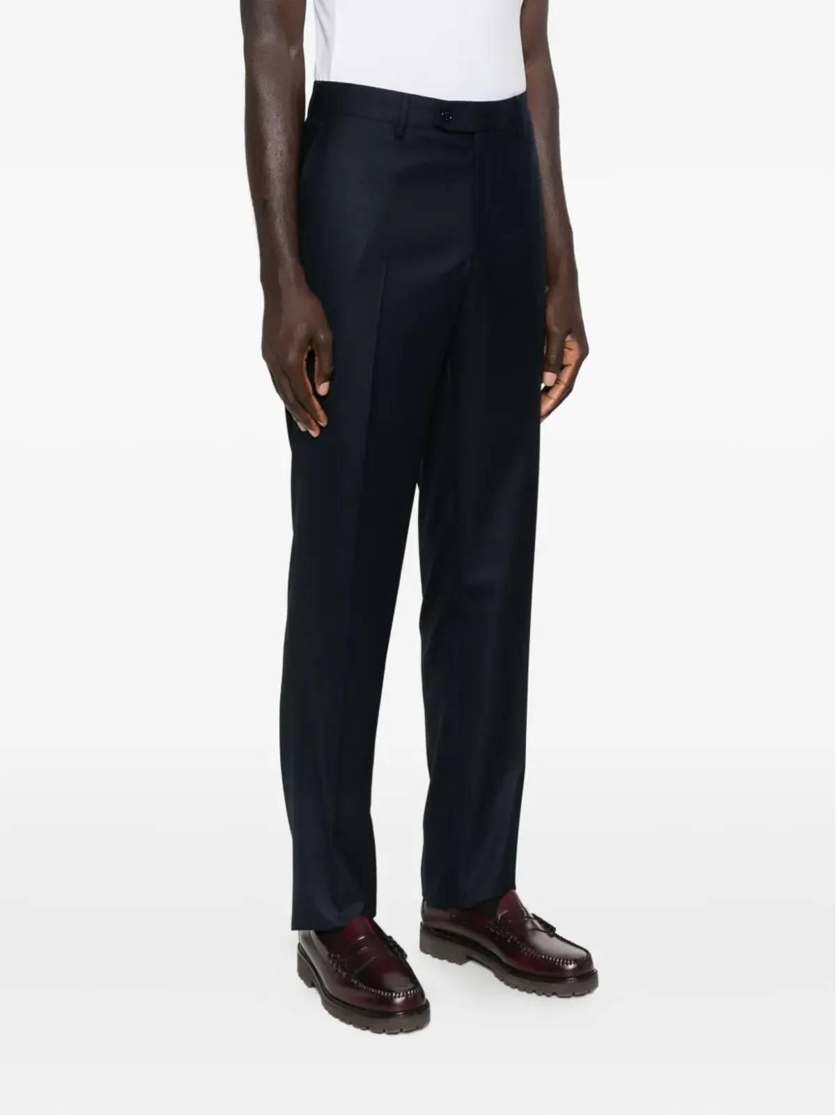 Stefano Ricci ブルーのプリーツ加工ウールパンツ - 画像3