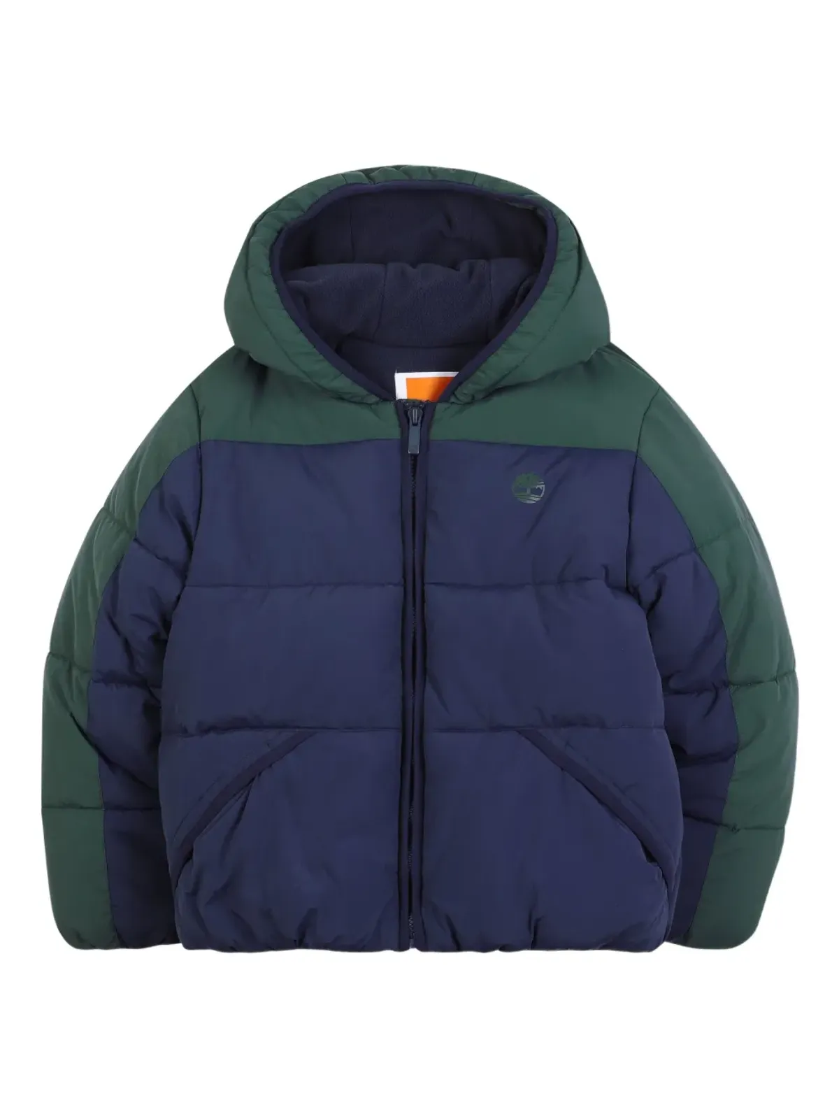 Timberland Kids フード付きカラー・ブロック柄のパッド入りジャケット - 画像1