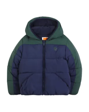 Timberland Kids フード付きカラー・ブロック柄のパッド入りジャケット - サムネイル1