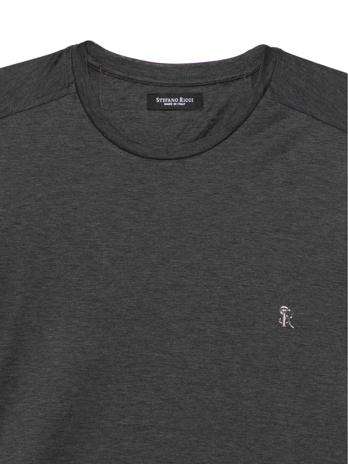 Stefano Ricci embroidered-detail cotton T-shirt - Grey - 画像3