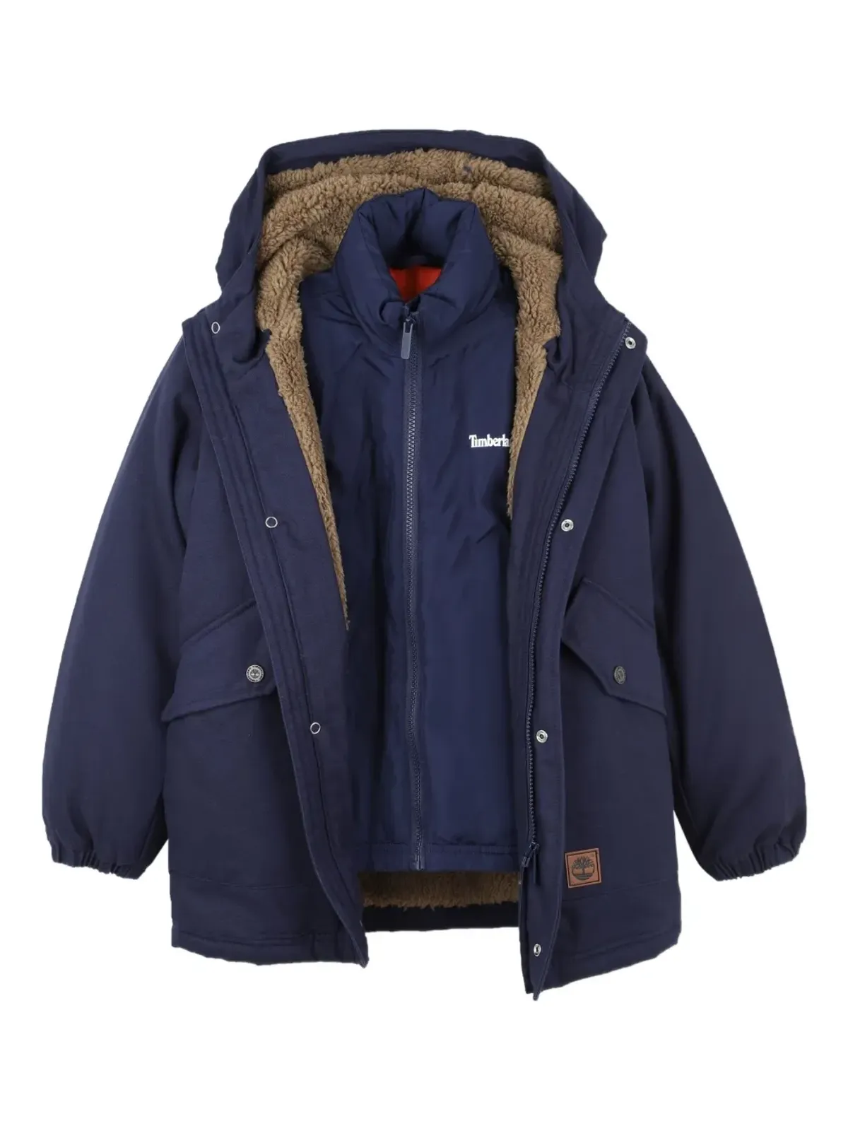Timberland Kids ツーインワンフード付きパディッドジャケット - 画像3