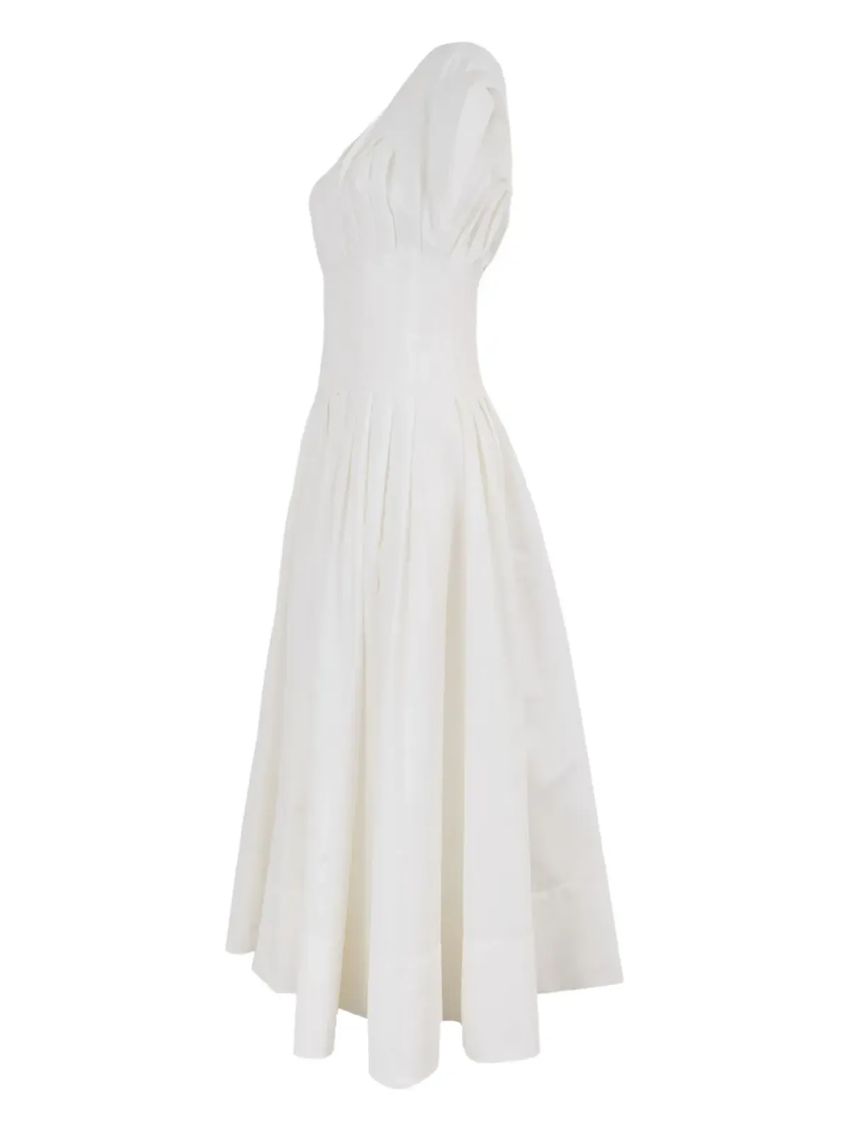 Simkhai Nina Vネックプリーツミディドレス - White - 画像2