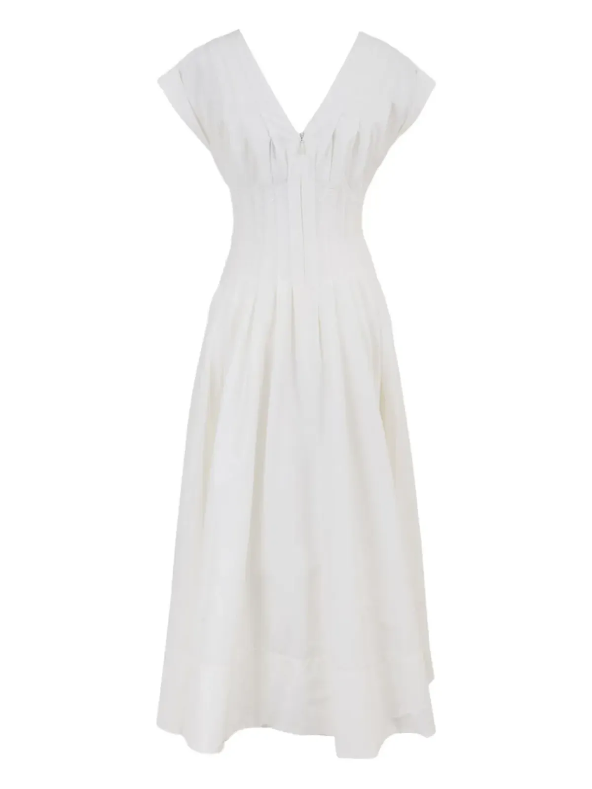 Simkhai Nina Vネックプリーツミディドレス - White - 画像3