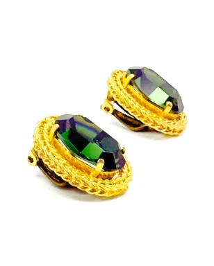 Christian Dior Pre-Owned 1968 エメラルドクリスタル クリップオン イヤリング - ゴールド - サムネイル4